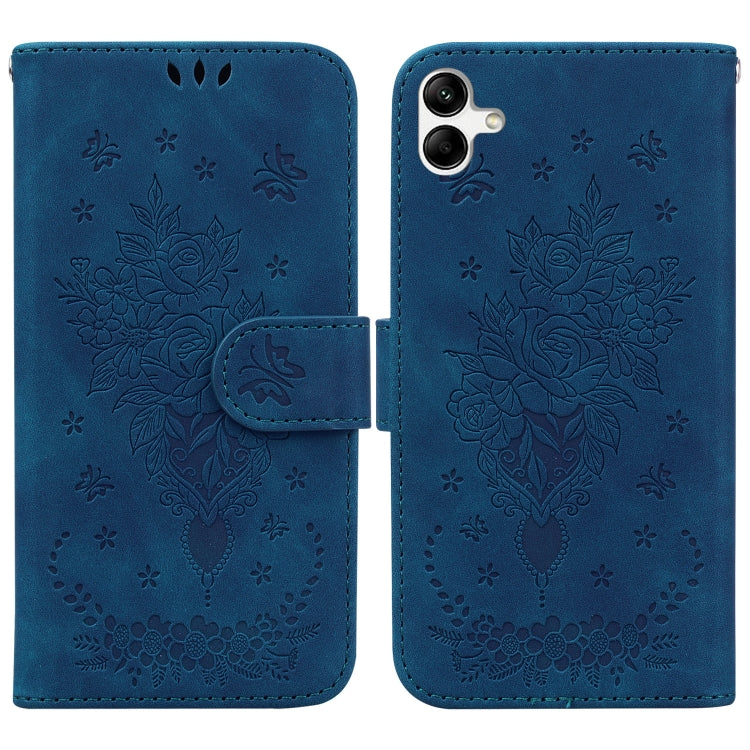 For Samsung Galaxy A04/M13 5G Butterfly Rose Embossed Leather Phone Case