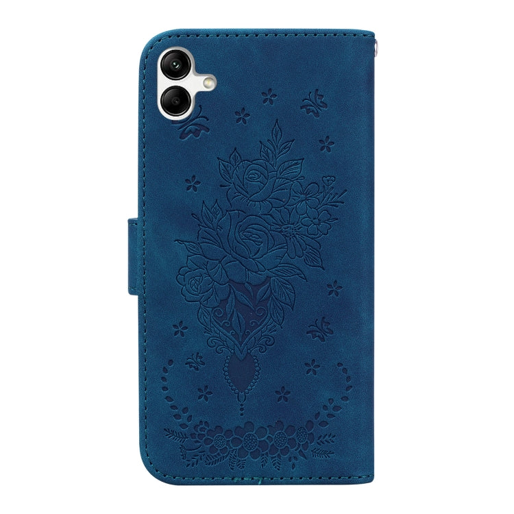 For Samsung Galaxy A04/M13 5G Butterfly Rose Embossed Leather Phone Case