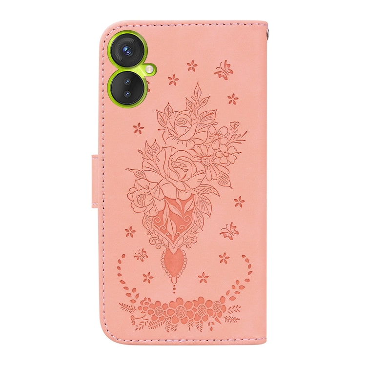 For Tecno Camon 19 Neo Butterfly Rose Embossed Leather Phone Case