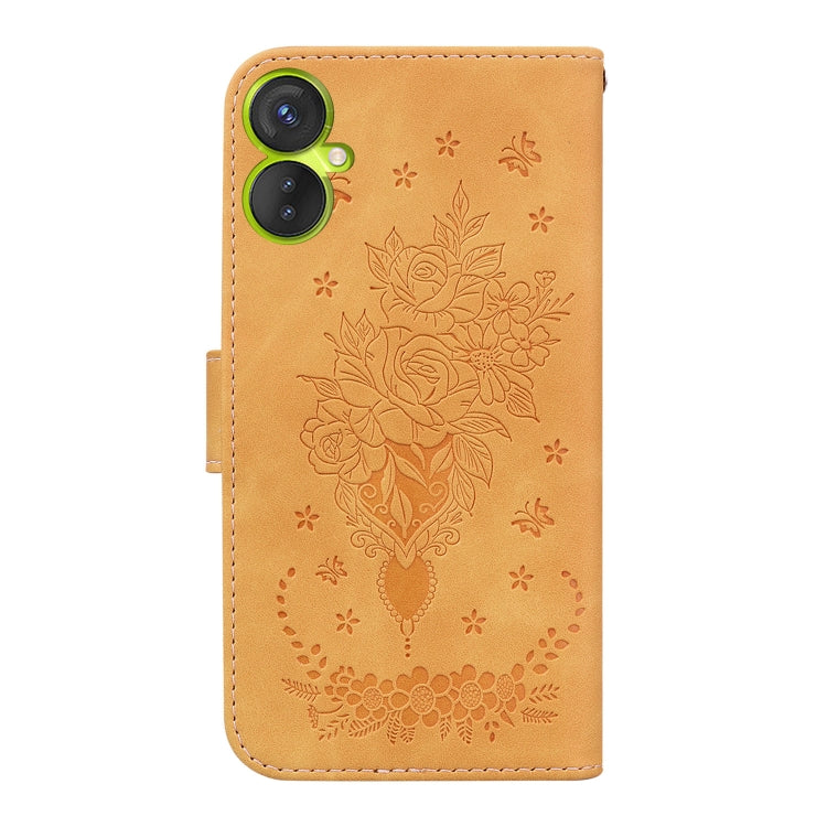 For Tecno Camon 19 Neo Butterfly Rose Embossed Leather Phone Case