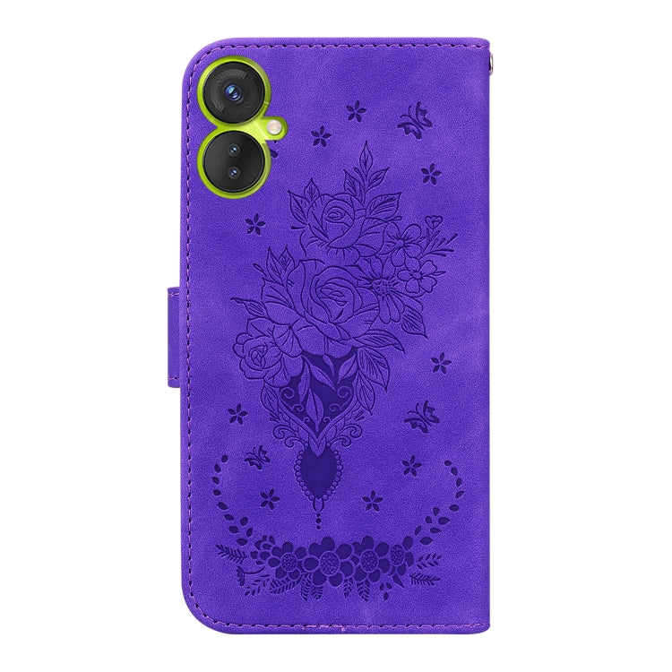 For Tecno Camon 19 Neo Butterfly Rose Embossed Leather Phone Case