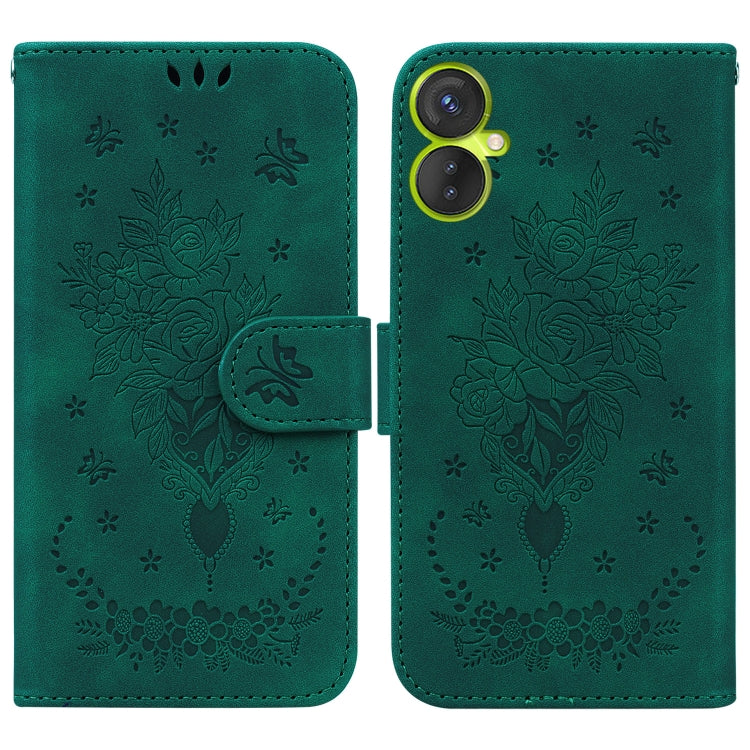 For Tecno Camon 19 Neo Butterfly Rose Embossed Leather Phone Case