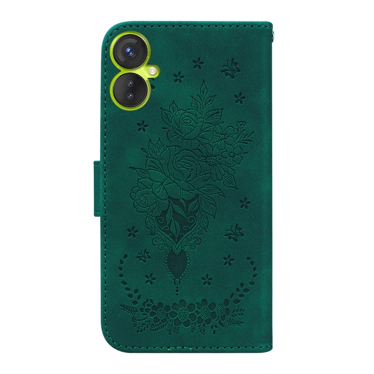 For Tecno Camon 19 Neo Butterfly Rose Embossed Leather Phone Case