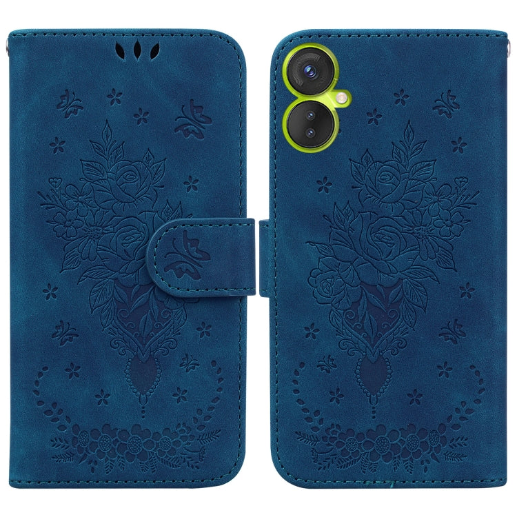 For Tecno Camon 19 Neo Butterfly Rose Embossed Leather Phone Case