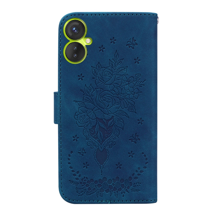 For Tecno Camon 19 Neo Butterfly Rose Embossed Leather Phone Case