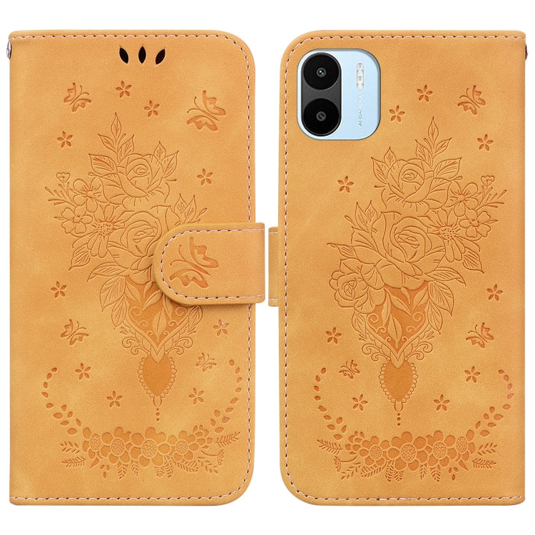 For Xiaomi Redmi A1 Butterfly Rose Embossed Leather Phone Case
