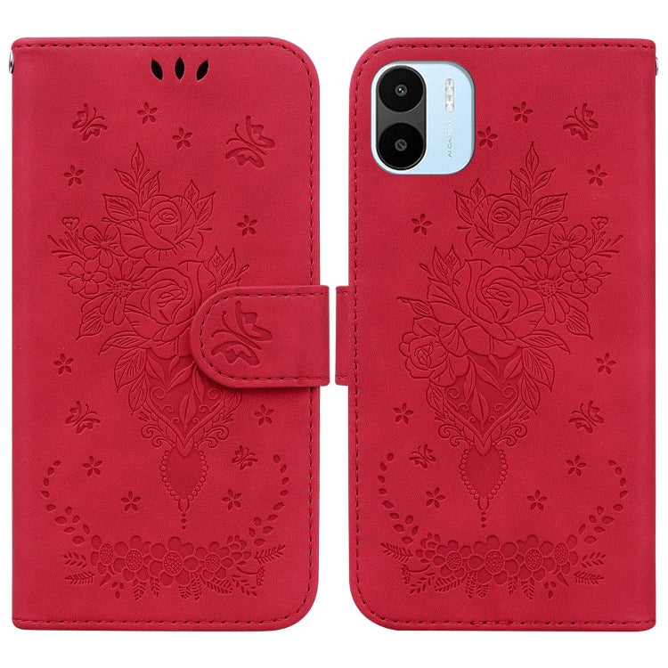 For Xiaomi Redmi A1 Butterfly Rose Embossed Leather Phone Case