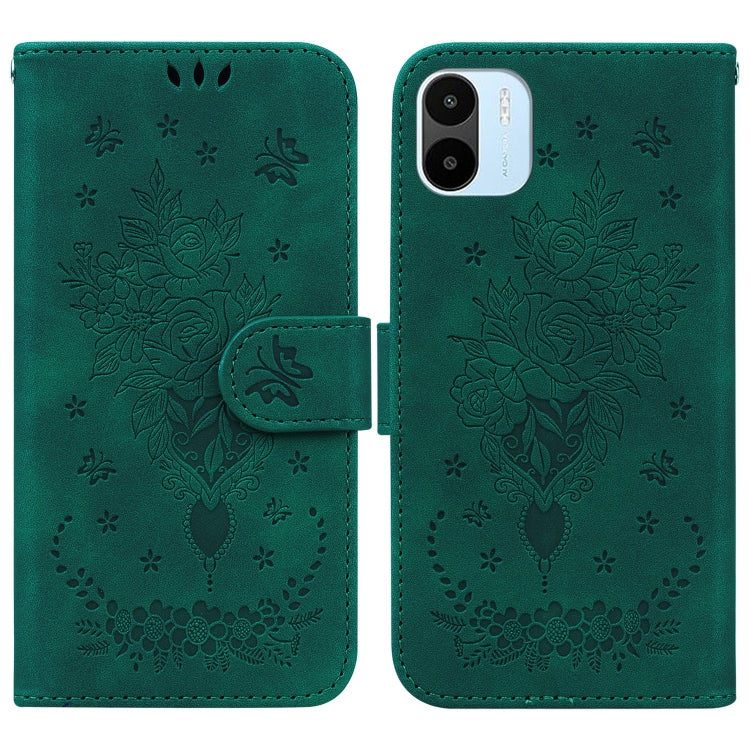 For Xiaomi Redmi A1 Butterfly Rose Embossed Leather Phone Case