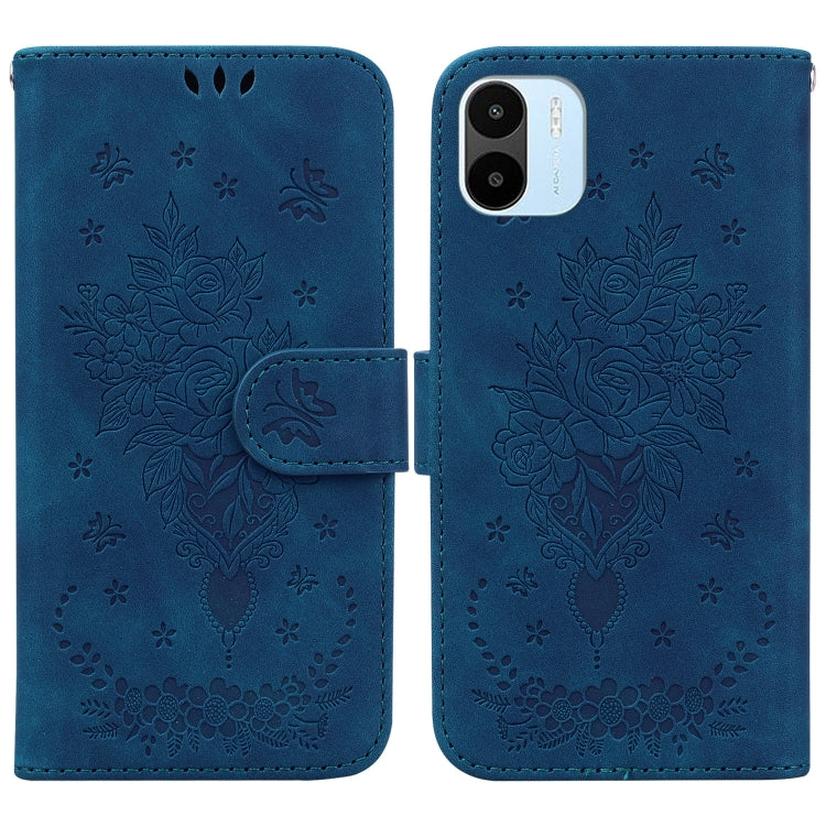 For Xiaomi Redmi A1 Butterfly Rose Embossed Leather Phone Case