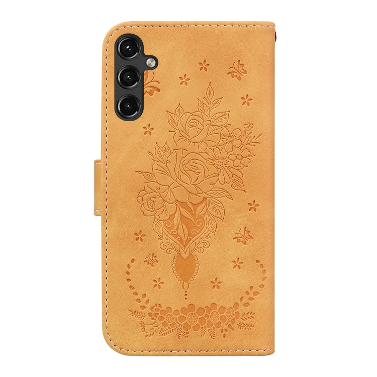 For Samsung Galaxy A14 5G Butterfly Rose Embossed Leather Phone Case
