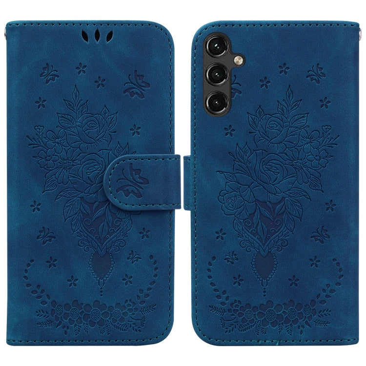 For Samsung Galaxy A14 5G Butterfly Rose Embossed Leather Phone Case
