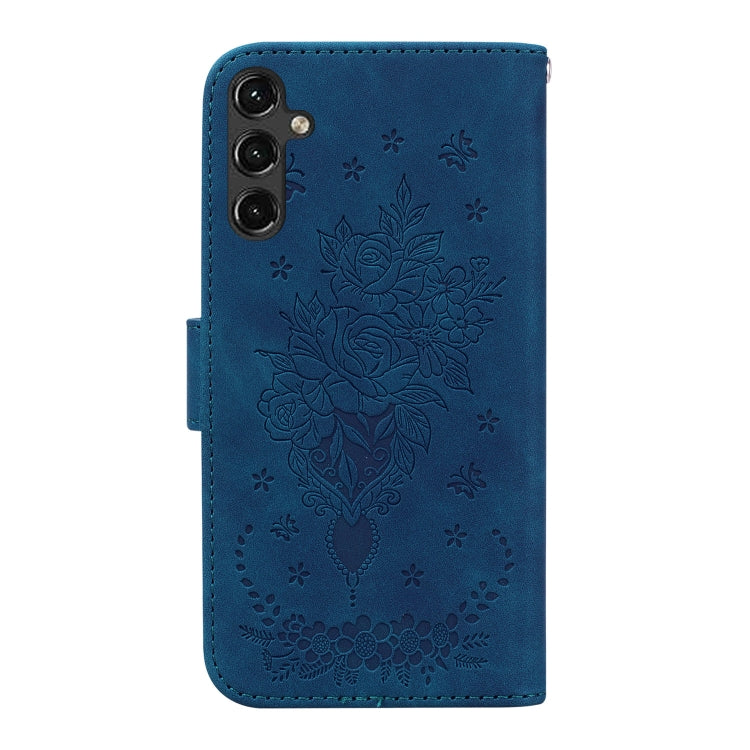 For Samsung Galaxy A14 5G Butterfly Rose Embossed Leather Phone Case