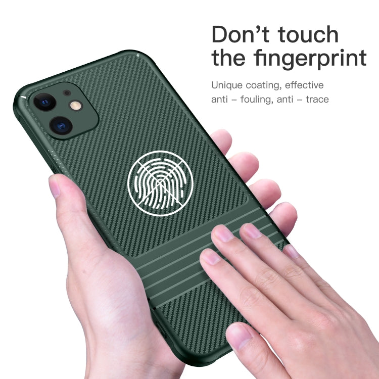 For iPhone 11 Carbon Fiber Texture Solid Color TPU Slim Case Soft Cover(Green)