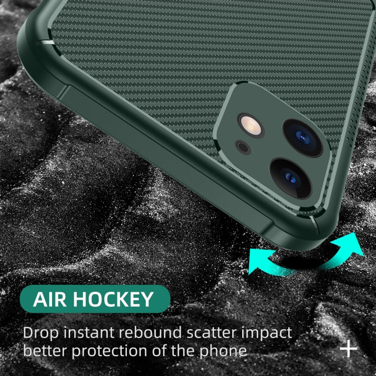 For iPhone 11 Carbon Fiber Texture Solid Color TPU Slim Case Soft Cover(Green)
