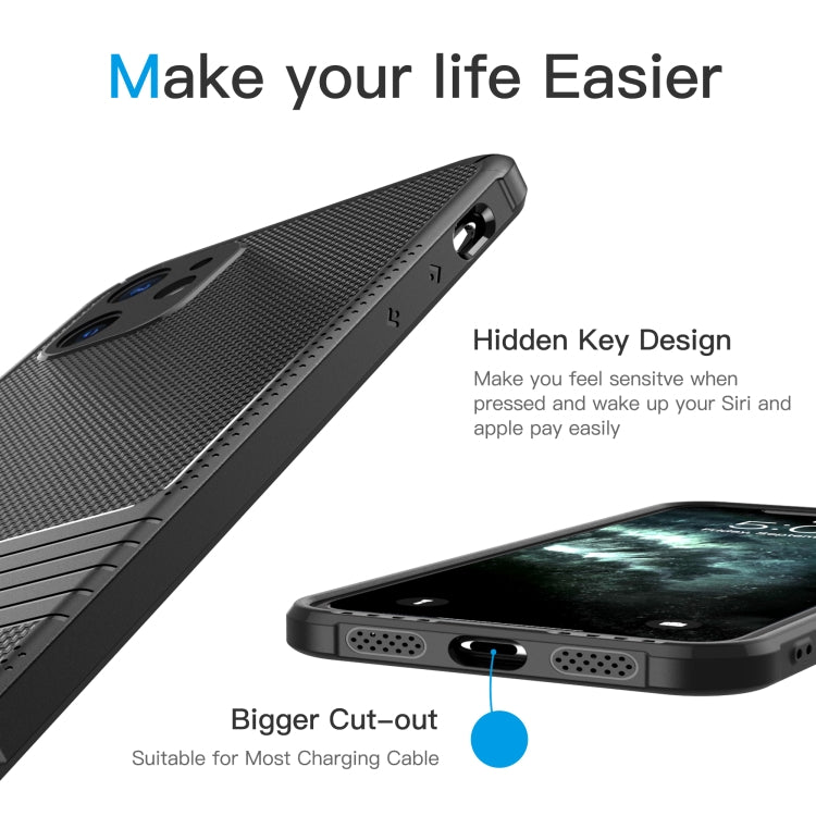 For iPhone 11 Pro Carbon Fiber Texture Solid Color TPU Slim Case Soft Cover