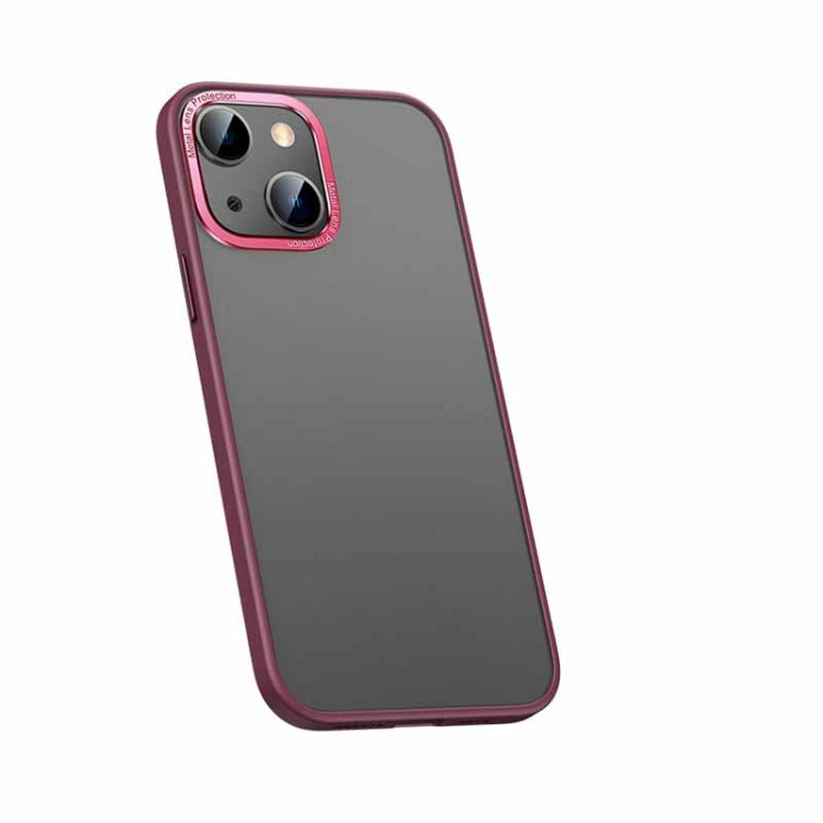 For iPhone 14 Metal Lens Skin Feel Frosted Phone Case