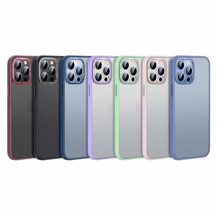 For iPhone 14 Metal Lens Skin Feel Frosted Phone Case