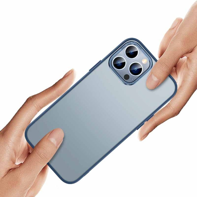 For iPhone 14 Metal Lens Skin Feel Frosted Phone Case