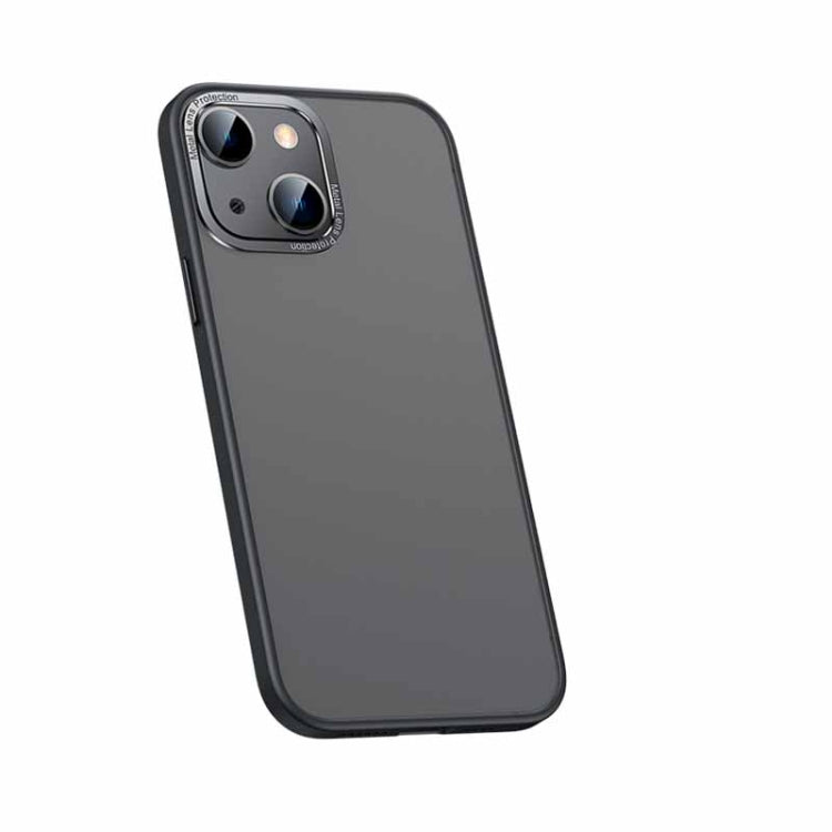 For iPhone 13 Metal Lens Skin Feel Frosted Phone Case