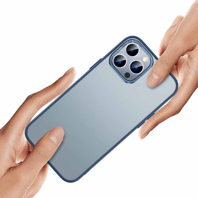 For iPhone 13 Metal Lens Skin Feel Frosted Phone Case