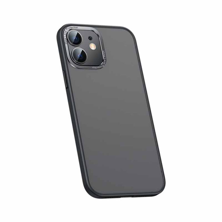 For iPhone 12 Metal Lens Skin Feel Frosted Phone Case