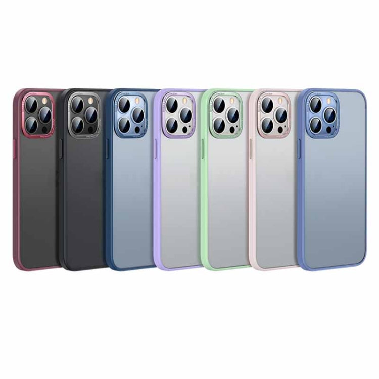 For iPhone 12 Metal Lens Skin Feel Frosted Phone Case