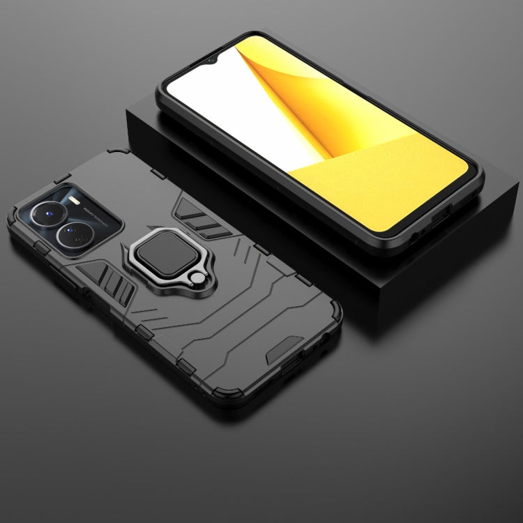 For vivo Y16 PC + TPU Shockproof Protective Phone Case with Magnetic Ring Holder