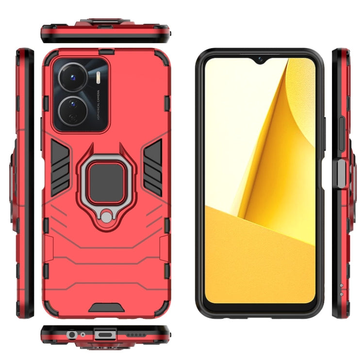 For vivo Y16 PC + TPU Shockproof Protective Phone Case with Magnetic Ring Holder