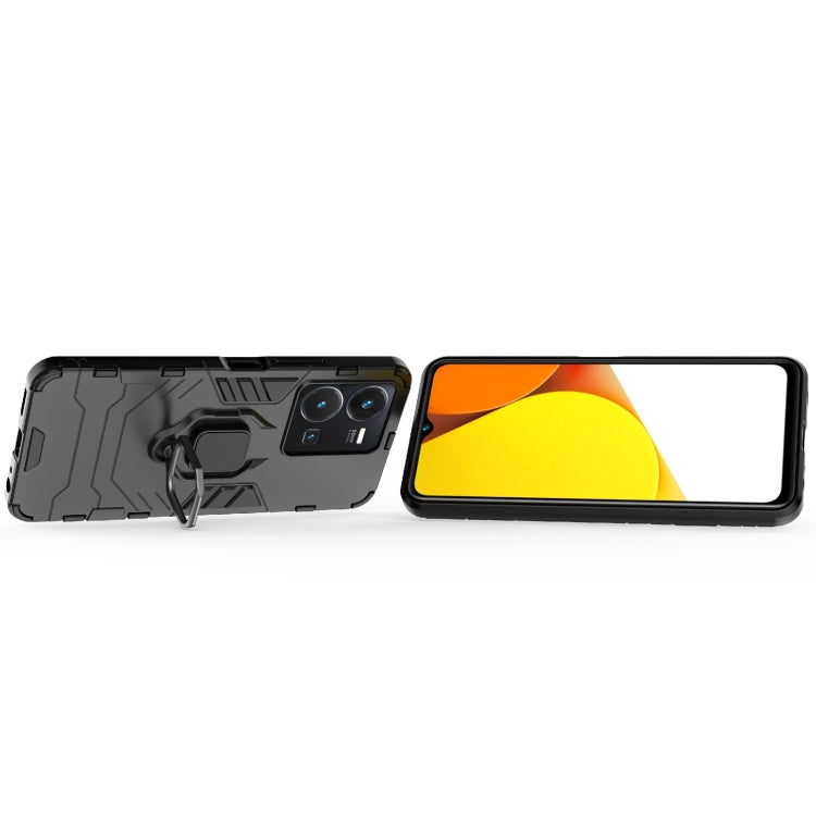 For vivo Y35 4G PC + TPU Shockproof Protective Phone Case with Magnetic Ring Holder