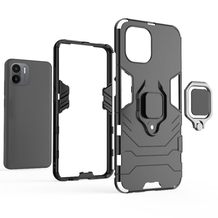 For Xiaomi Redmi A1 PC + TPU Shockproof Protective Phone Case with Magnetic Ring Holder