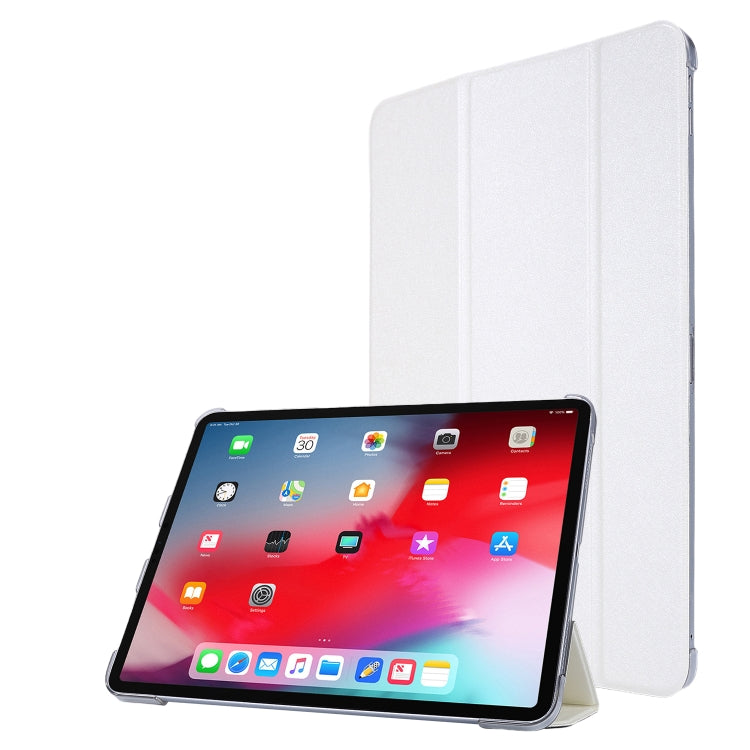 For iPad Pro 12.9 (2020) TPU Silk Texture Three-fold Horizontal Flip Leather Tablet Case with Holder