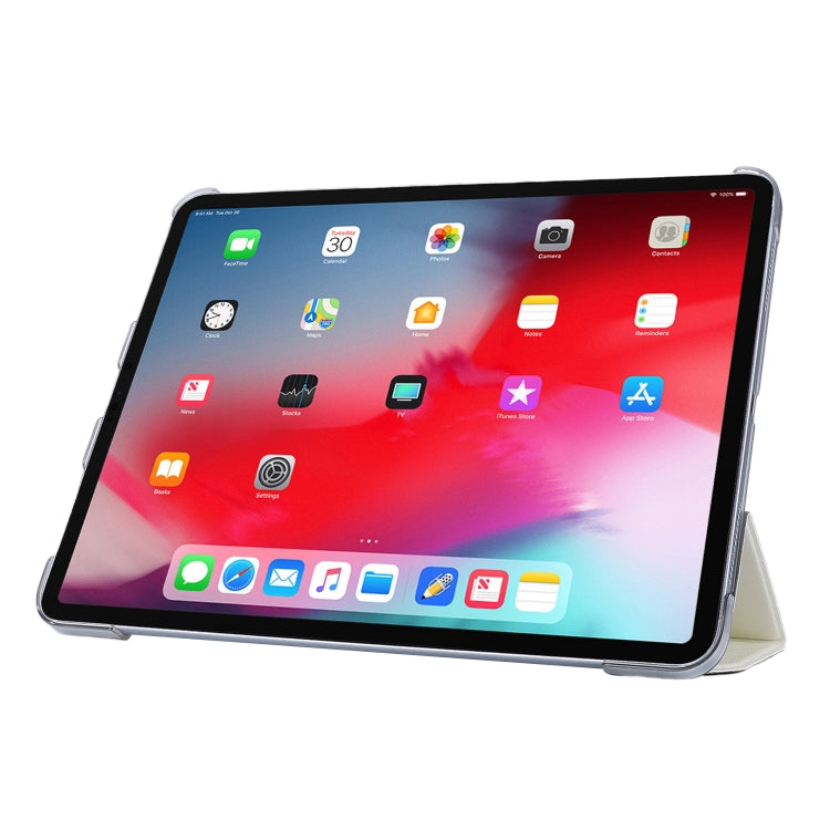 For iPad Pro 12.9 (2020) TPU Silk Texture Three-fold Horizontal Flip Leather Tablet Case with Holder