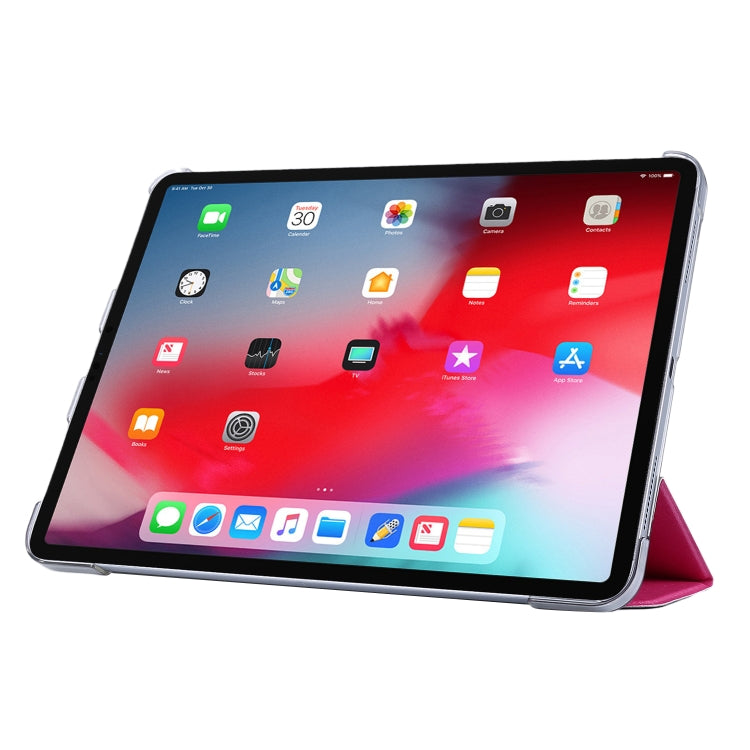 For iPad Pro 12.9 (2020) TPU Silk Texture Three-fold Horizontal Flip Leather Tablet Case with Holder