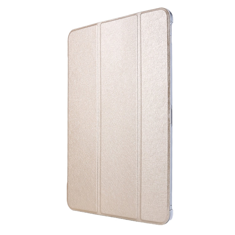 For iPad Pro 12.9 (2020) TPU Silk Texture Three-fold Horizontal Flip Leather Tablet Case with Holder