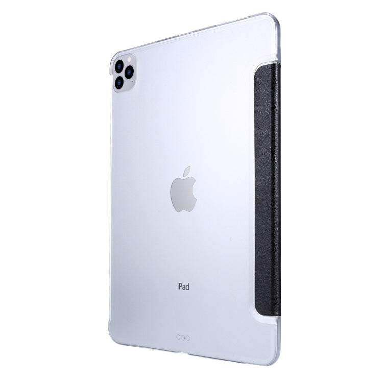 For iPad Pro 12.9 (2020) TPU Silk Texture Three-fold Horizontal Flip Leather Tablet Case with Holder