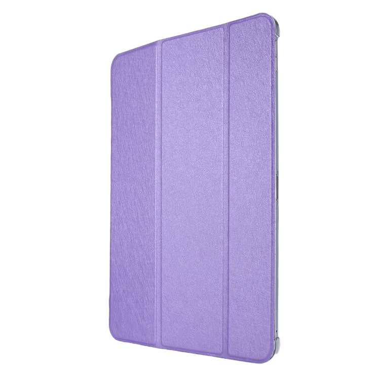 For iPad Pro 12.9 (2020) TPU Silk Texture Three-fold Horizontal Flip Leather Tablet Case with Holder