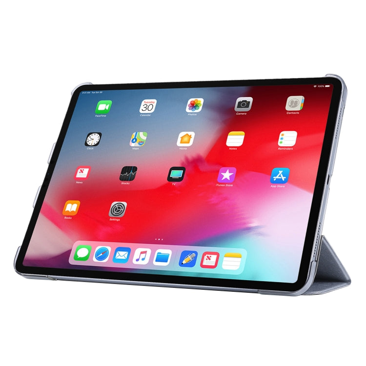 For iPad Pro 12.9 (2020) TPU Silk Texture Three-fold Horizontal Flip Leather Tablet Case with Holder