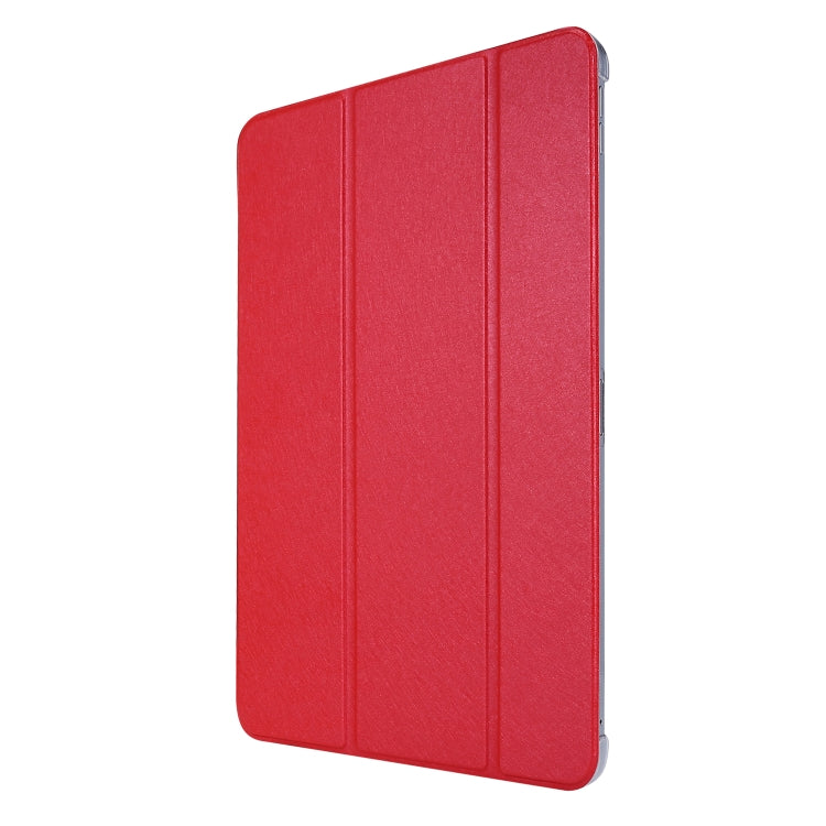 For iPad Pro 12.9 (2020) TPU Silk Texture Three-fold Horizontal Flip Leather Tablet Case with Holder