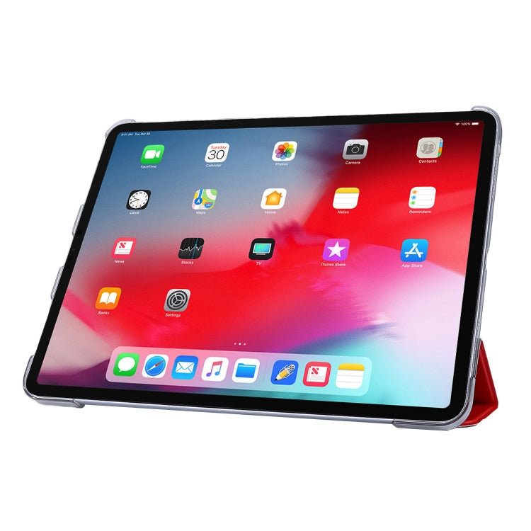 For iPad Pro 12.9 (2020) TPU Silk Texture Three-fold Horizontal Flip Leather Tablet Case with Holder