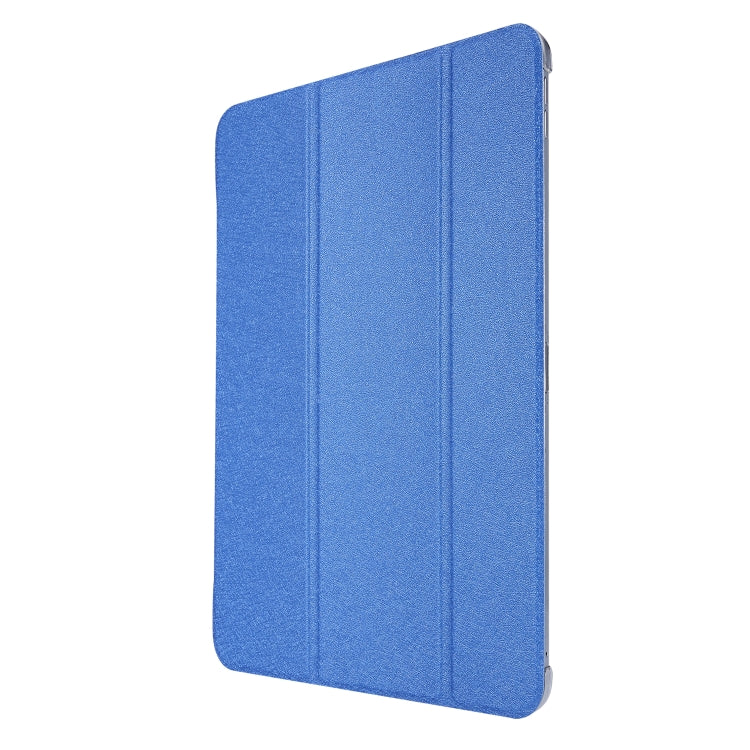 For iPad Pro 12.9 (2020) TPU Silk Texture Three-fold Horizontal Flip Leather Tablet Case with Holder