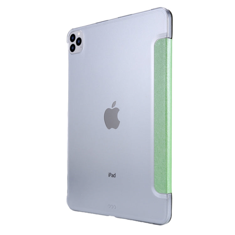 For iPad Pro 12.9 (2020) TPU Silk Texture Three-fold Horizontal Flip Leather Tablet Case with Holder