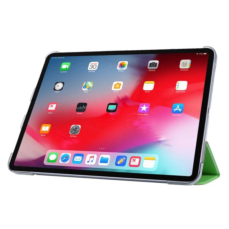 For iPad Pro 12.9 (2020) TPU Silk Texture Three-fold Horizontal Flip Leather Tablet Case with Holder