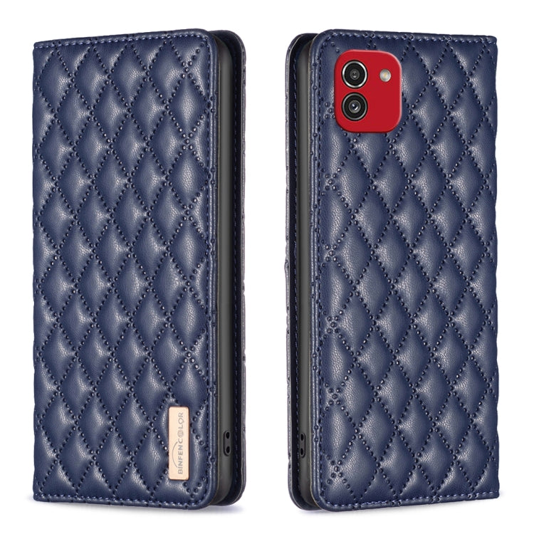 For Samsung Galaxy A03 166mm Diamond Lattice Magnetic Leather Flip Phone Case
