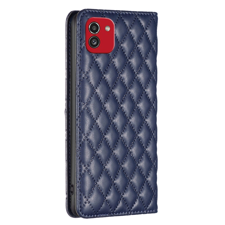 For Samsung Galaxy A03 166mm Diamond Lattice Magnetic Leather Flip Phone Case