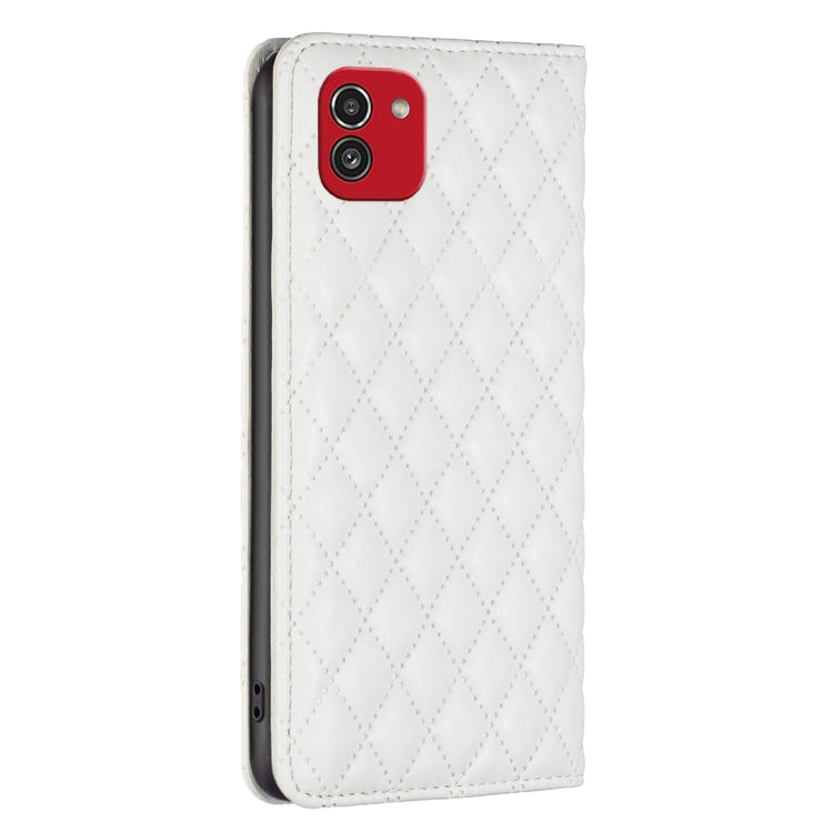 For Samsung Galaxy A03 166mm Diamond Lattice Magnetic Leather Flip Phone Case