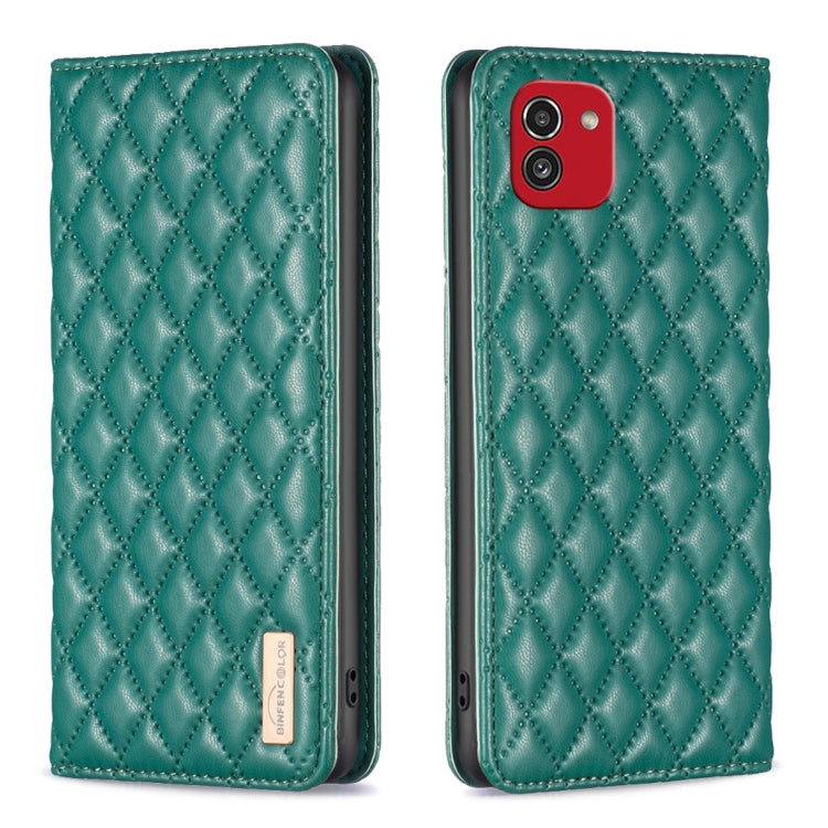 For Samsung Galaxy A03 166mm Diamond Lattice Magnetic Leather Flip Phone Case