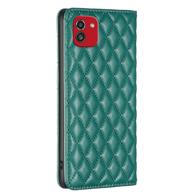 For Samsung Galaxy A03 166mm Diamond Lattice Magnetic Leather Flip Phone Case