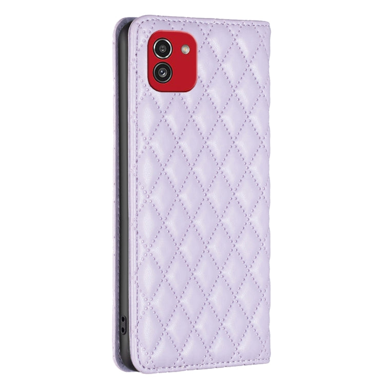 For Samsung Galaxy A03 166mm Diamond Lattice Magnetic Leather Flip Phone Case