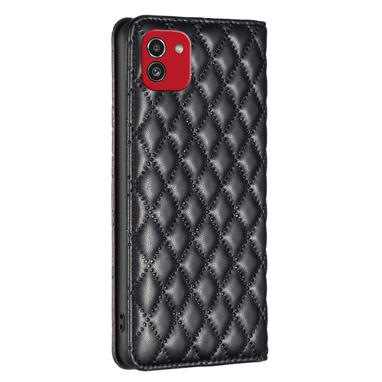 For Samsung Galaxy A03 166mm Diamond Lattice Magnetic Leather Flip Phone Case