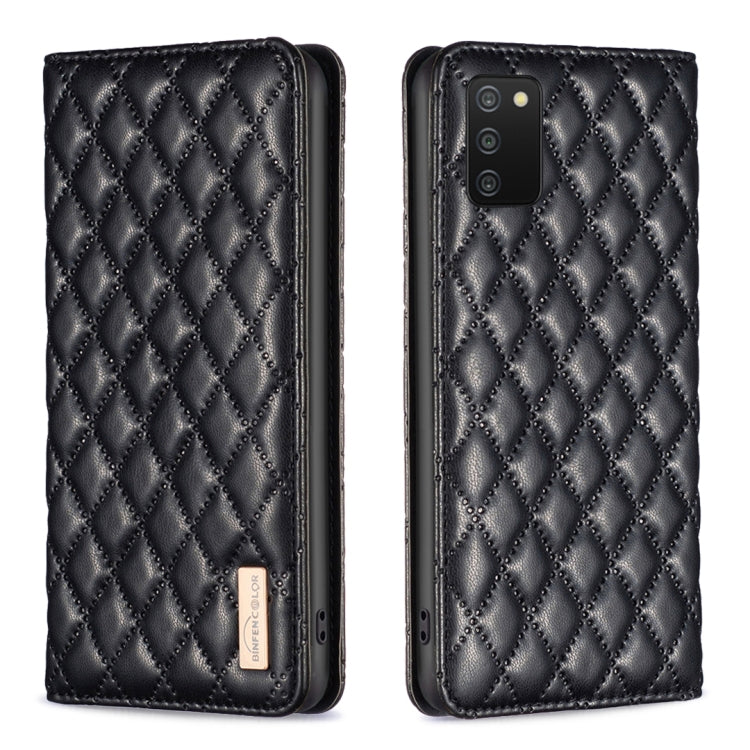 For Samsung Galaxy A03s / A02s Diamond Lattice Magnetic Leather Flip Phone Case